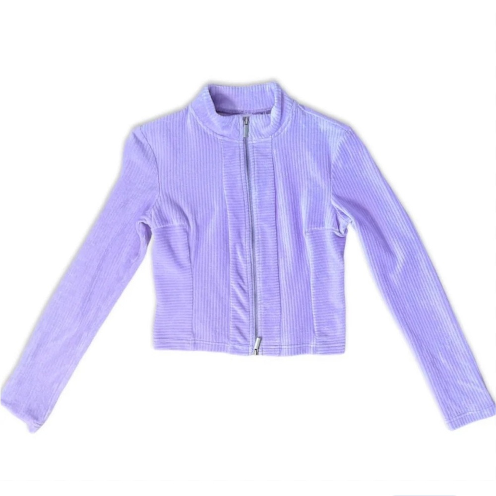 Lavender Velour Zipup Shacket M